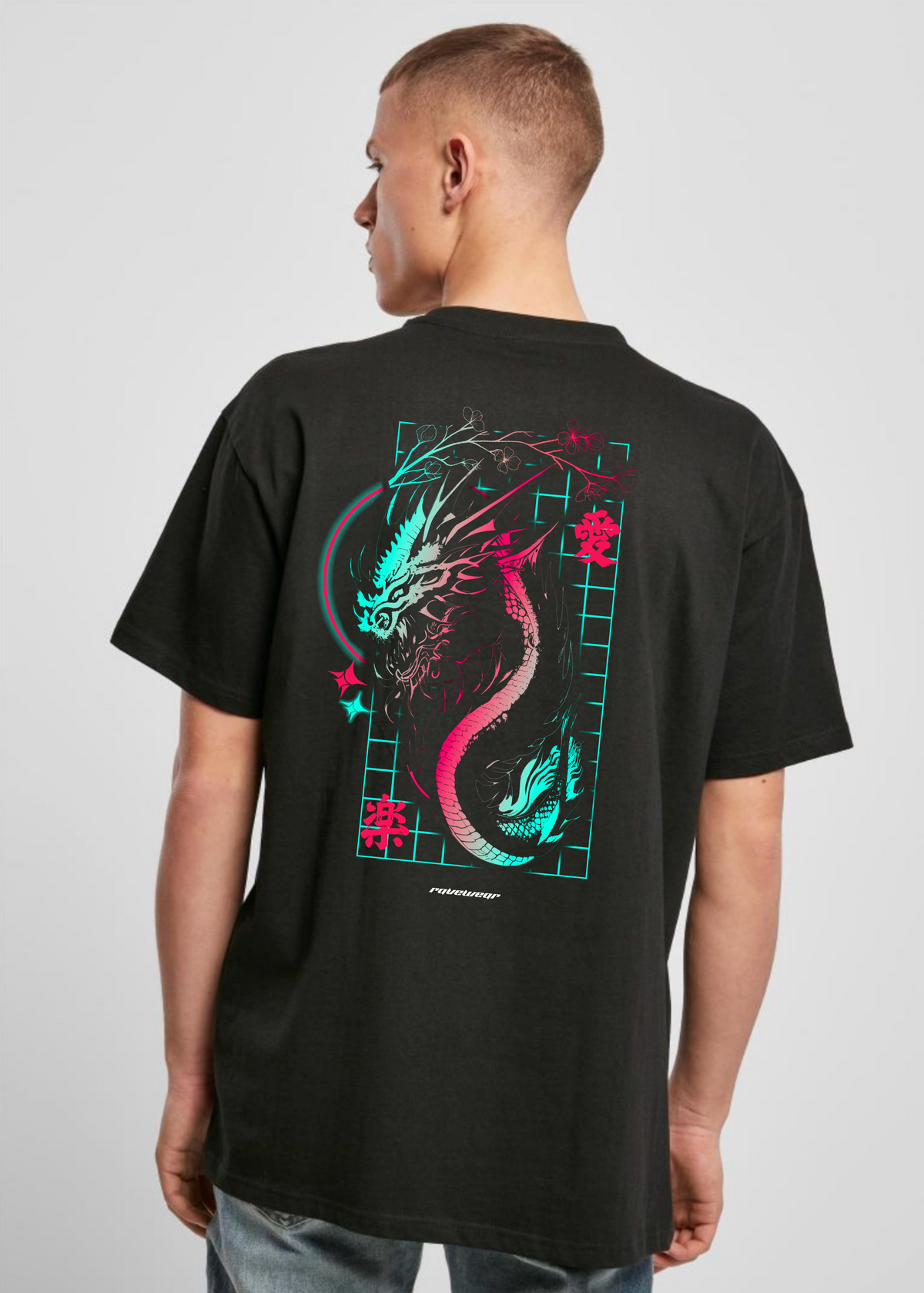 Techno Dragon Backprint - Unisex Oversized Shirt