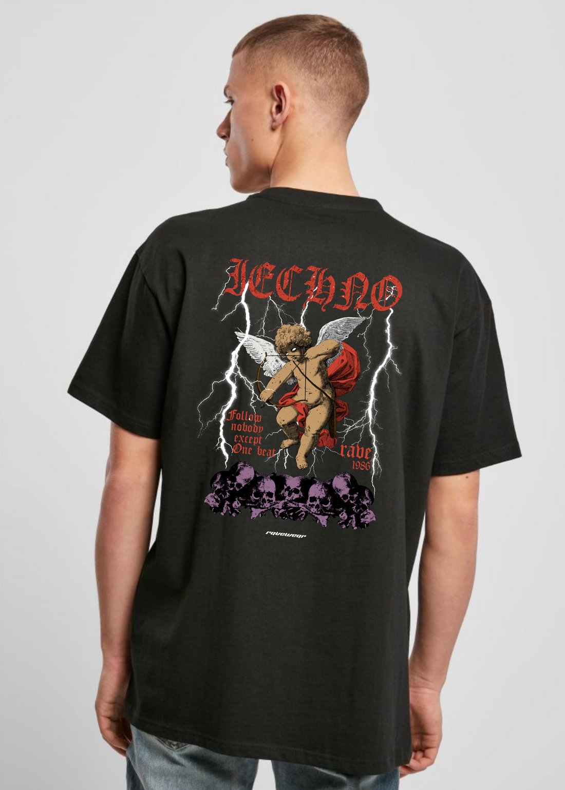 Techno Amor Backprint - Herren Oversized Shirt