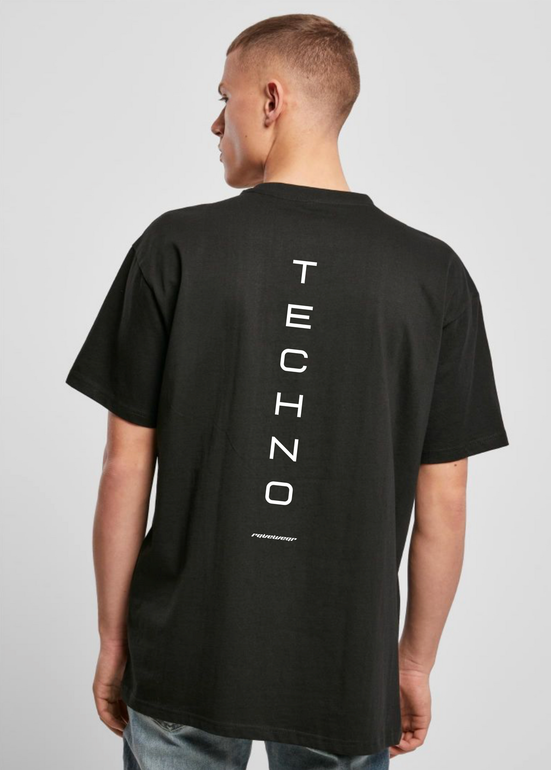 Just Techno Backprint - Herren Oversized Shirt