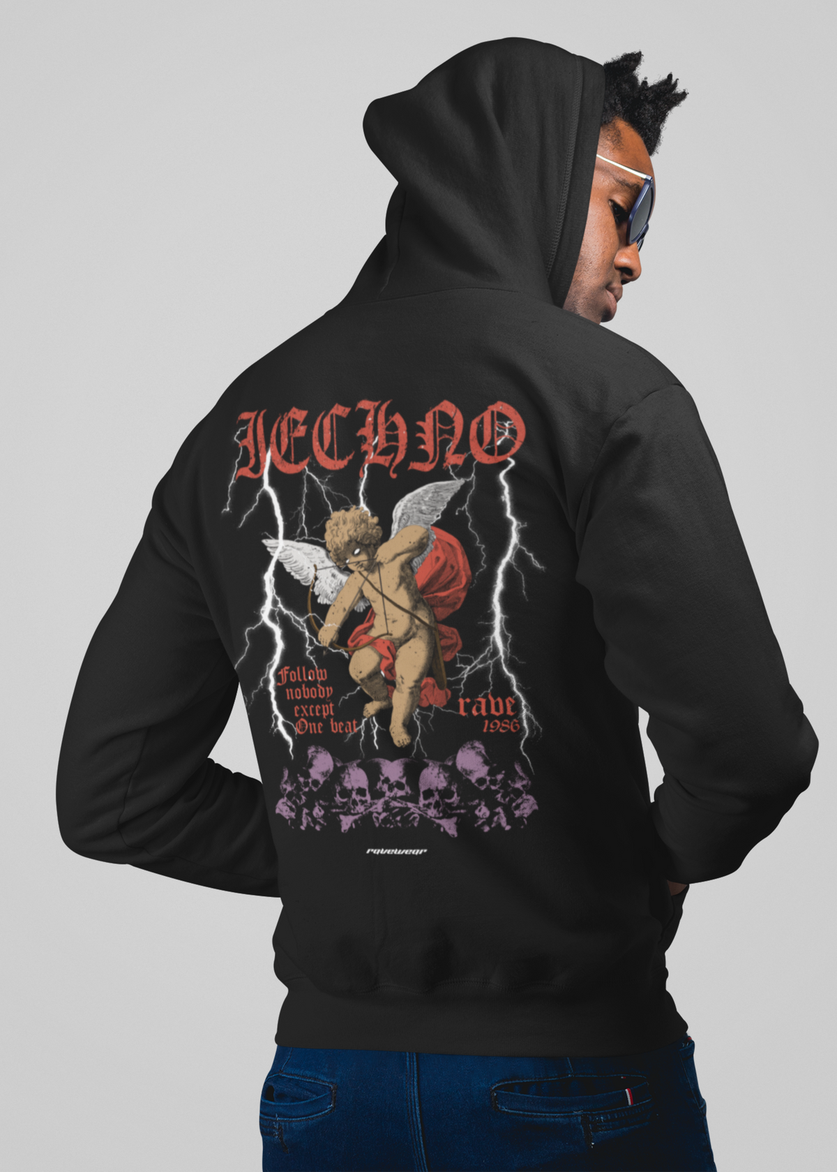 Techno Amor Backprint - Herren Oversized Zipper