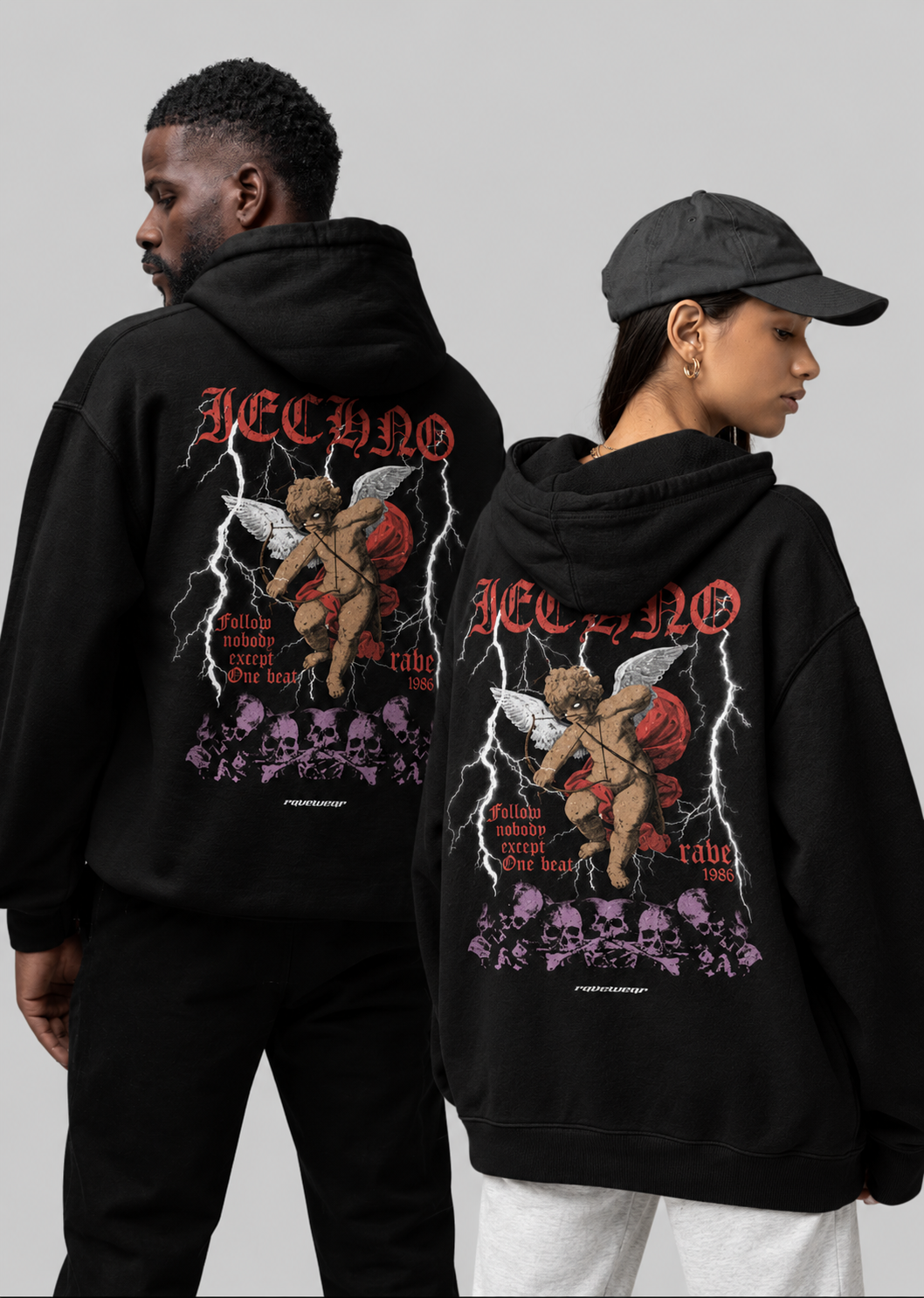 Techno Amor Backprint - Unisex Oversized Hoodie