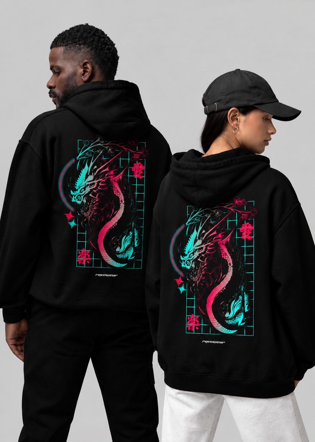 Techno Dragon Backprint - Unisex Oversized Hoodie
