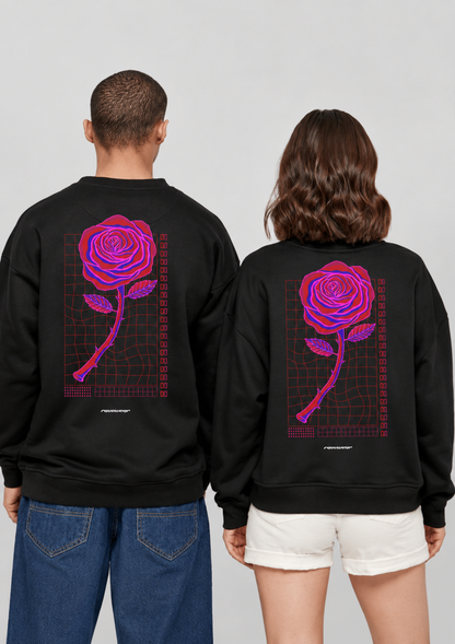 Neon Retro Rose Backprint - Unisex Oversized Sweatshirt