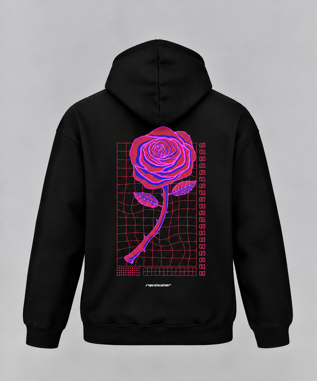 Neon Retro Rose Backprint - Unisex Oversized Hoodie