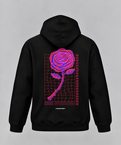 Neon Retro Rose Backprint - Unisex Oversized Hoodie