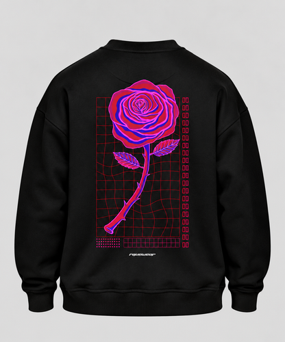 Neon Retro Rose Backprint - Unisex Oversized Sweatshirt