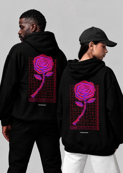 Neon Retro Rose Backprint - Unisex Oversized Hoodie